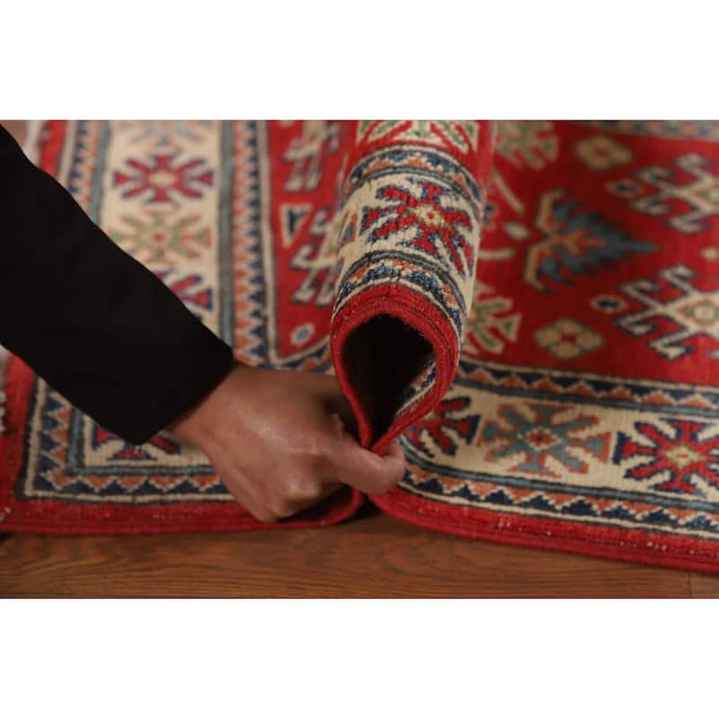 Traditional Kazak Oriental Rug Handmade Red Wool Carpet - 2'0"x 3'0"