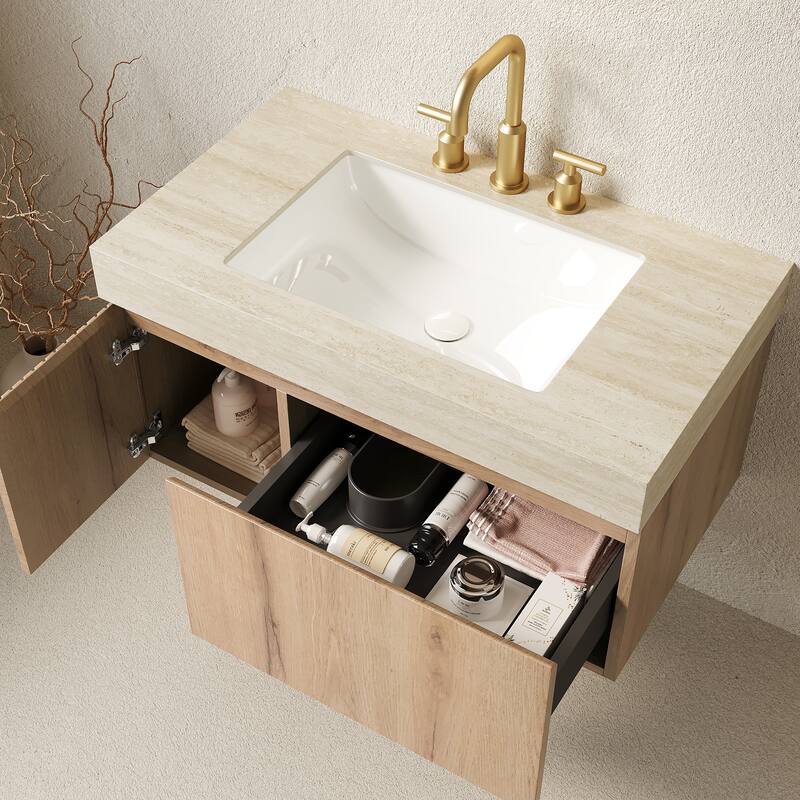 Mondern Floating Bathroom Vanity with 3 Pre-drilled Faucet Holes