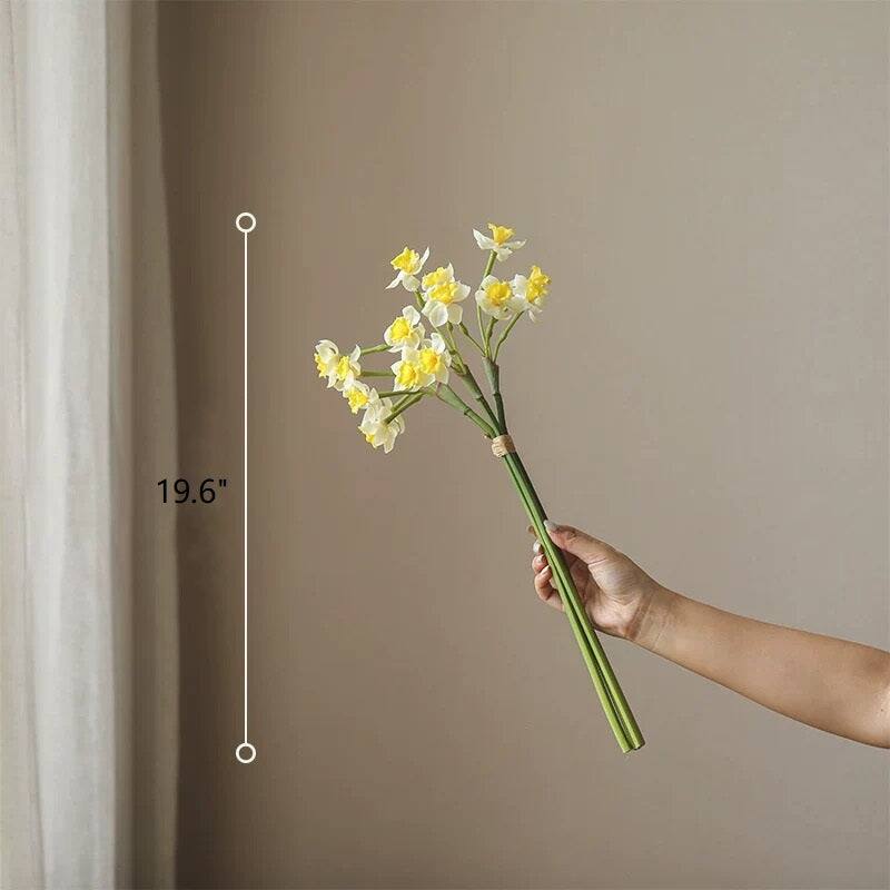 RusticReach Faux Daffodil Bundle 24" Tall - White - [A]-One Stem