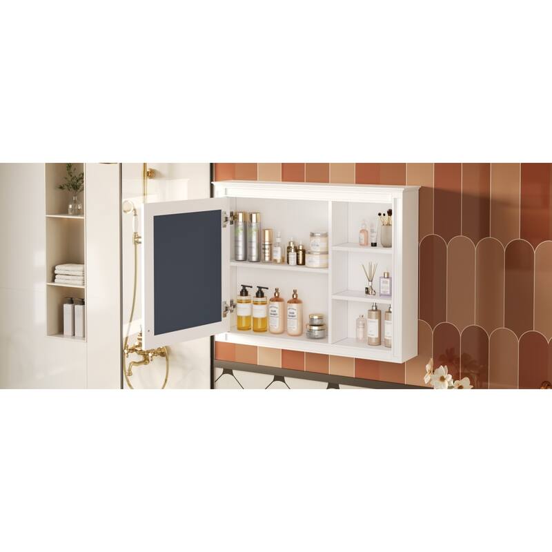 Roomfitters 36x28 Inch Medicine Cabinet, Wall Mounted Bathroom Mirror Cabinet with Adjustable Shelf, White
