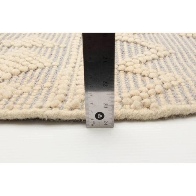 ECARPETGALLERY Braid weave Sienna Grey, Grey Wool Rug - 5'9 x 5'9