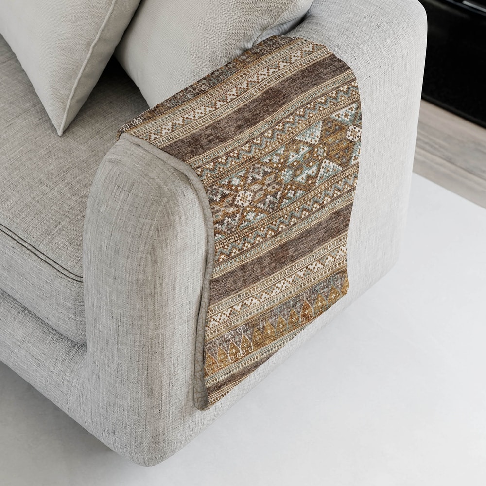 Premium Machine Washable Boho Moroccan Sherpa Throw Blanket