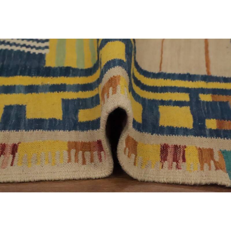 Hand Woven Oriental 100% Wool Carpet Southwestern Tribal Multi-Colored Kilim Area Rug - 6' 6'' X 4' 10''