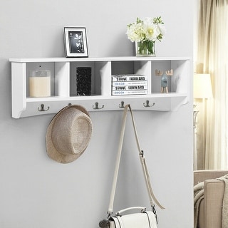 Wall-Mounted Storage Cabinet Hanging Entryway Shelf Coat Rack - Onesize ...