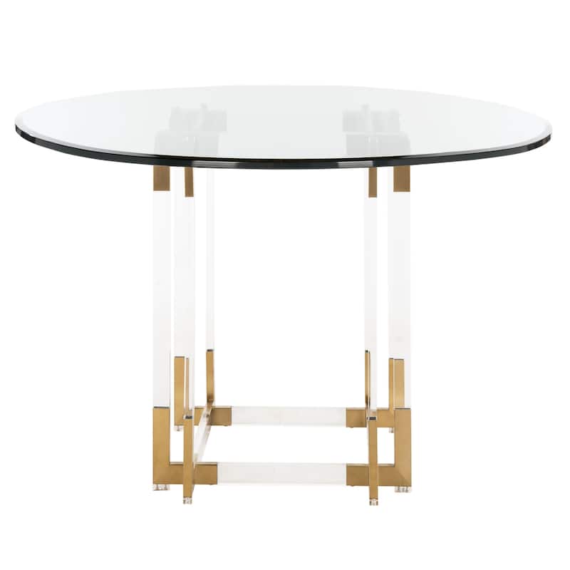 SAFAVIEH Couture Reiner Round Acrylic Dining Table - 42"W x 42"D x 30"H - Gold/Clear