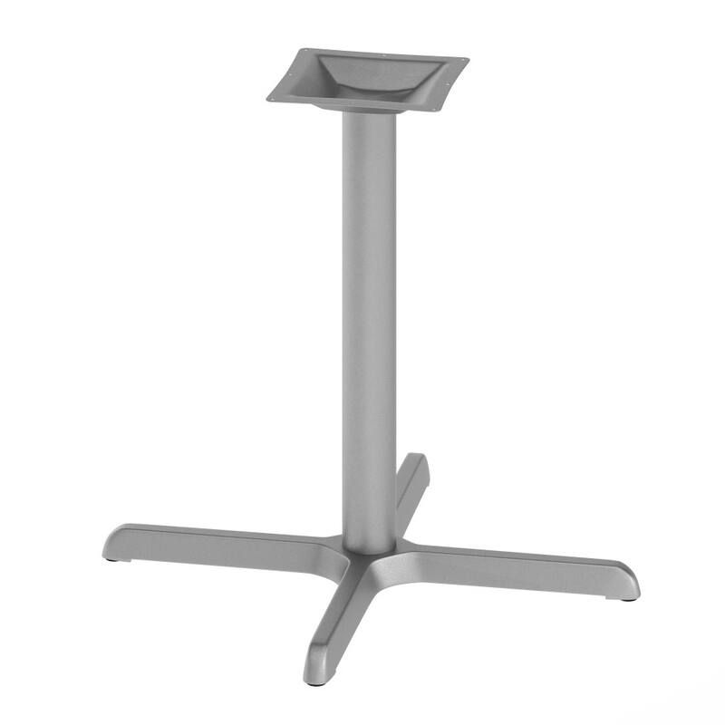 30" x 30" Restaurant Table X-Base with 3" Dia. Table Height Column - 30"D x 30"W x 28"H - Silver