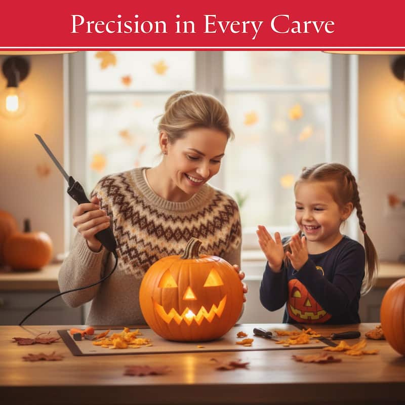 Electric Carving Knife - 8-Inch Serrated Stainless-Steel Blade Cutter with Comfort Grip Handle by Classic Cuisine (Black)