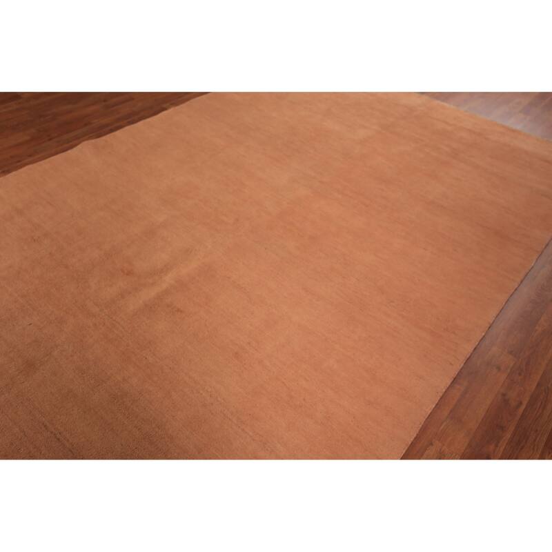Orange Modern Gabbeh Area Rug Hand-Knotted Wool Carpet - 6'8" x 9'9"