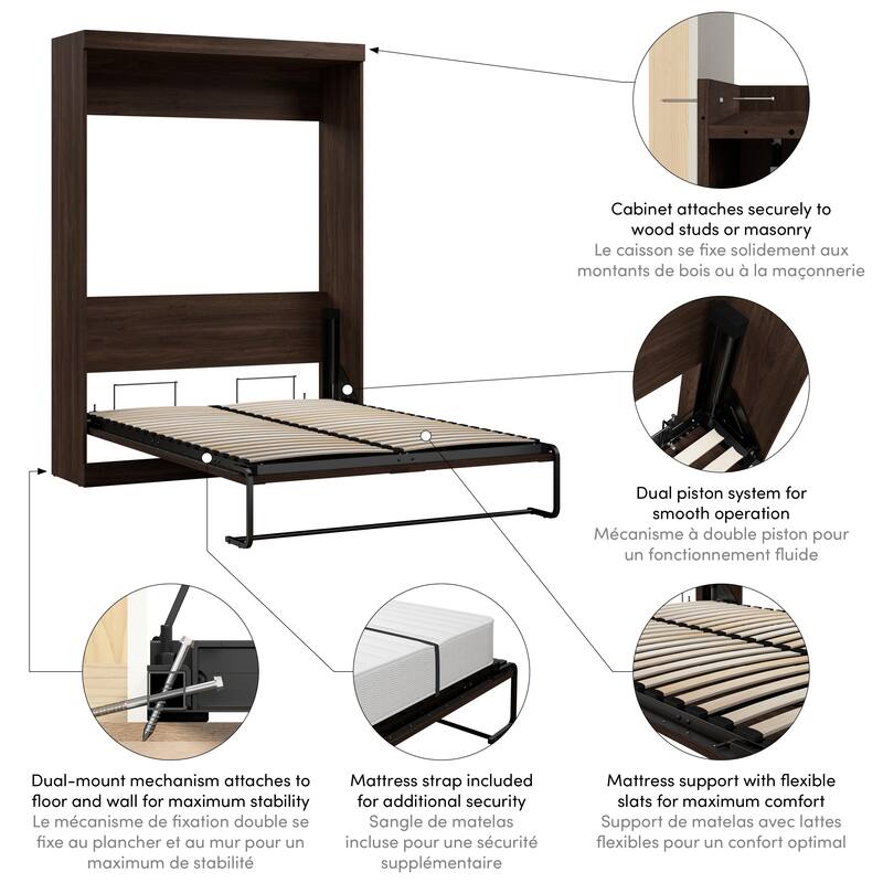 Bestar Pur 59W Full Size Murphy Bed for Multipurpose Room