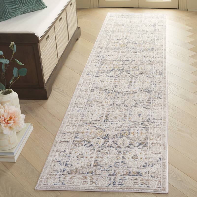 SAFAVIEH Prestige Ursula Contemporary Rug - 2'3" x 8' Runner - Beige/Blue
