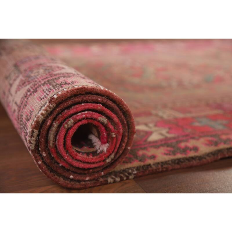 Ardebil Persian Vintage Runner Rug Handmade Hallway Wool Carpet - 3'6" x 10'3"