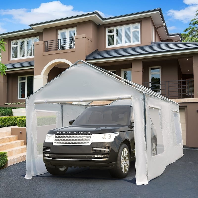 Heavy-Duty Metal Carport with Upgraded Galvanized Steel Roof – Ideal Shelter for Cars, Boats, and Tractors