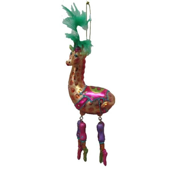 Circus Giraffe in Feather Hat Christmas Holiday Ornament Glass - Multi ...