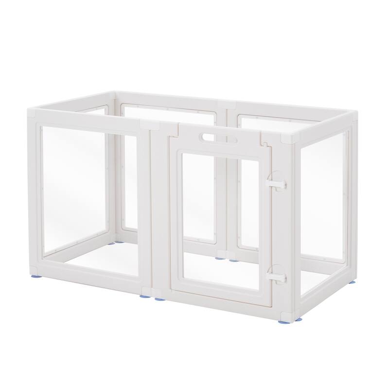 Erommy Clear Pet Pen with Door - Easy Assembly Playpen for Puppies, Cats, Dogs, Rabbits, and Small Animals