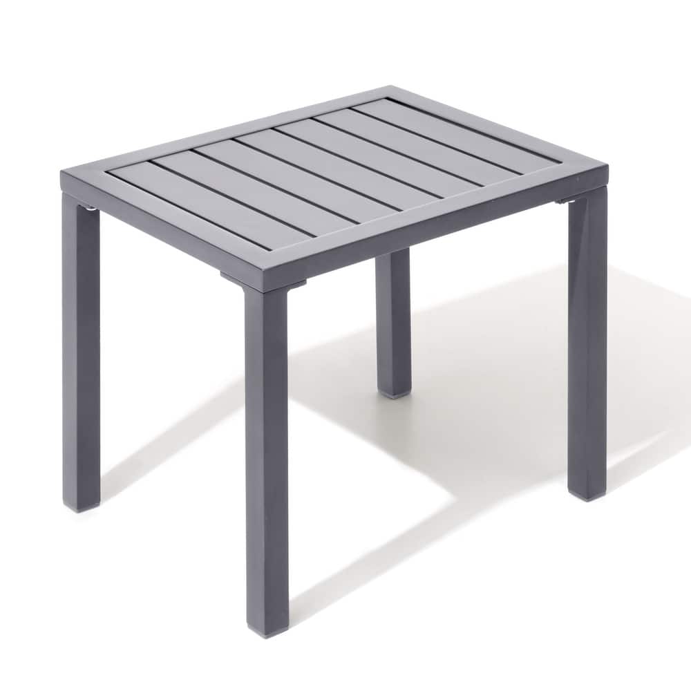 Outdoor Side Table Aluminum Rectangular End Table Small Patio Table
