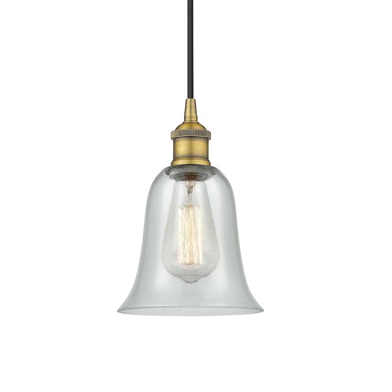 Innovations Lighting 616-1P-12-6 Hanover Pendant Hanover 6" Wide Mini - Brushed Brass / Fishnet