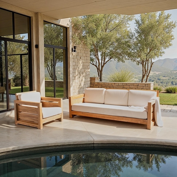 SAFAVIEH Couture Guadeloupe Outdoor Brazilian Teak Club Chair