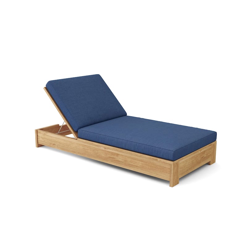 Madera Teak Outdoor Chaise Lounge - Adjustable - Canvas Navy