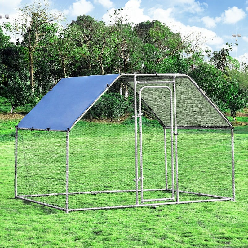 Costway Large Walk In Chicken Coop Run House Shade Cage 9.5' x 6.5' - 9.5' x 6.5' x 6' (L x W x H)