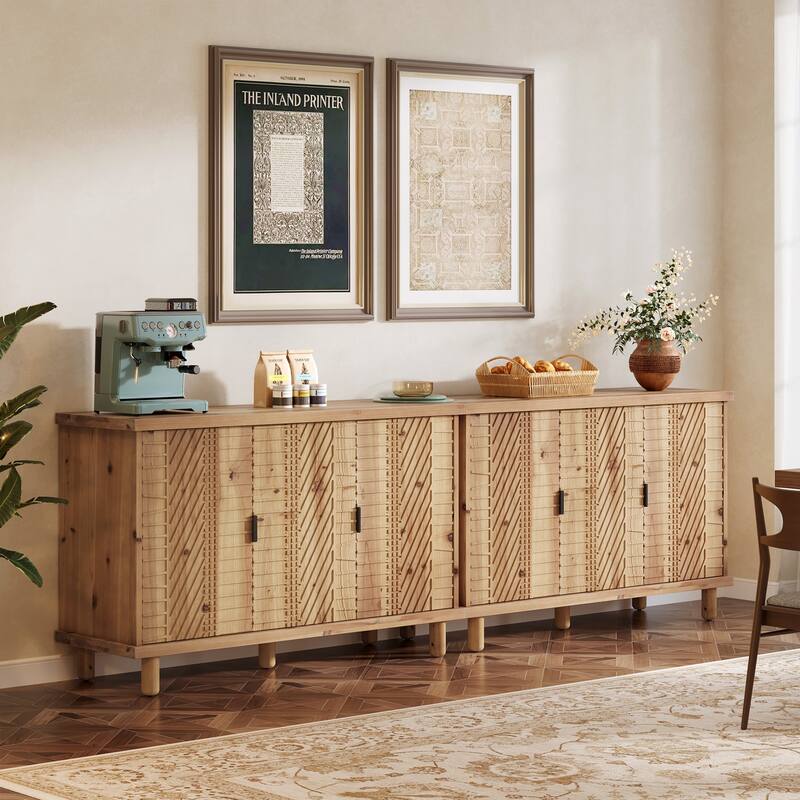 Solid Wood Buffet Cabinet with Storage for Kitchen and Entryway