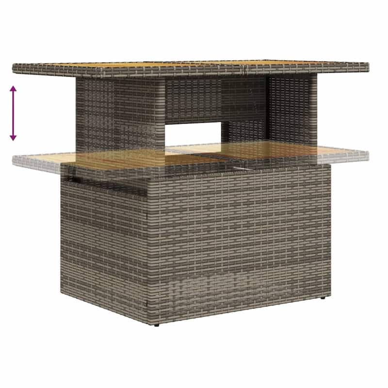 vidaXL Patio Table Rectangular Backyard Garden Poly Rattan and Acacia Wood - 39.4 x 21.7 x 28.7 in