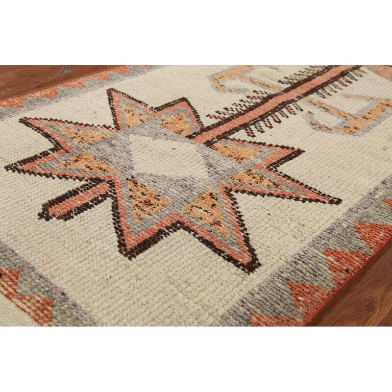 Oushak Turkish Runner Rug Hand-Knotted Wool Carpet - 3'4"x 12'8"