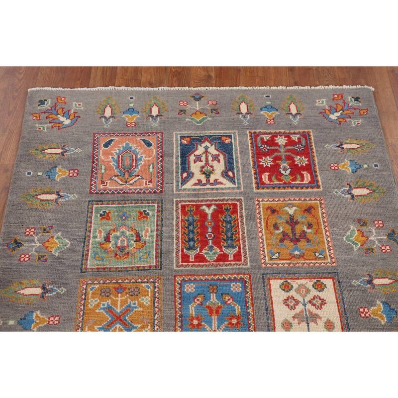 Garden Design Kazak Oriental Accent Rug Handmade Wool Carpet - 3'7" x 4'11"