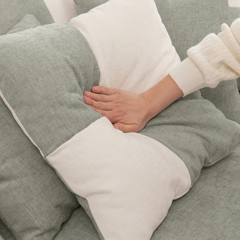 47.63" Round Lazy Fully Compression Sofa, Chenille, with Ottoman