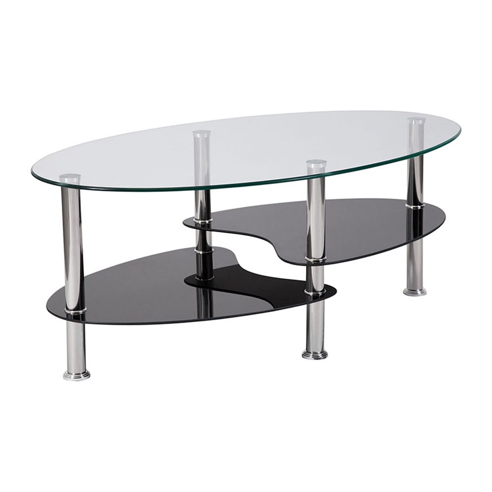 Shop Offex Contemporary Glass Coffee Table With Black Glass