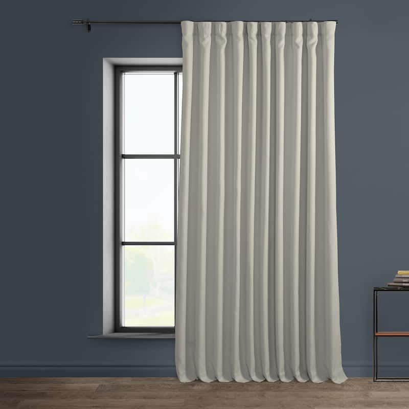 Exclusive Fabrics Faux Linen Extra Wide Room Darkening Curtains Panel - Versatile Privacy Drapery for Wide Windows (1 Panel) - 100 X 108 - Birch