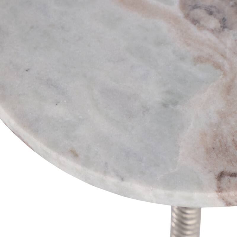 Metal and Stone Accent Table with Aluminum Base - Modern Stylish Side Table for Home Decor