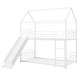preview thumbnail 16 of 14, Versatile Twin Over Twin House Bunk Bed with Slide,Built-In Mattress Support