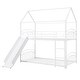preview thumbnail 16 of 14, White Twin over Twin Metal Bunk Bed with Slide, Roof, and Ladder