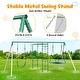 preview thumbnail 6 of 6, 5 IN 1 Metal Swing Sets for Backyard with 2 Swings, Climbing Net, Trapeze Bar