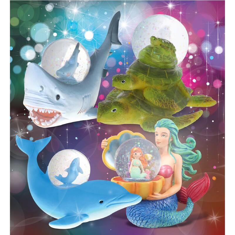 CoTa Global Shark, Dolphin, Sea Turtle, Mermaid Snow Globe - Set of 4 - 45 mm