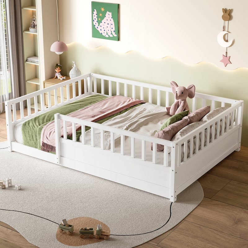Full Size Floor Bed - White