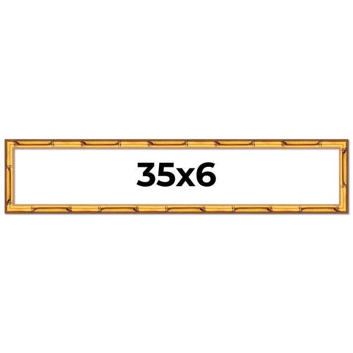 35x6 Frame Gold Bamboo Picture Frame Modern Photo Frame Includes UV Acrylic Shatter Guard Front Acid Free Foam Backing Board