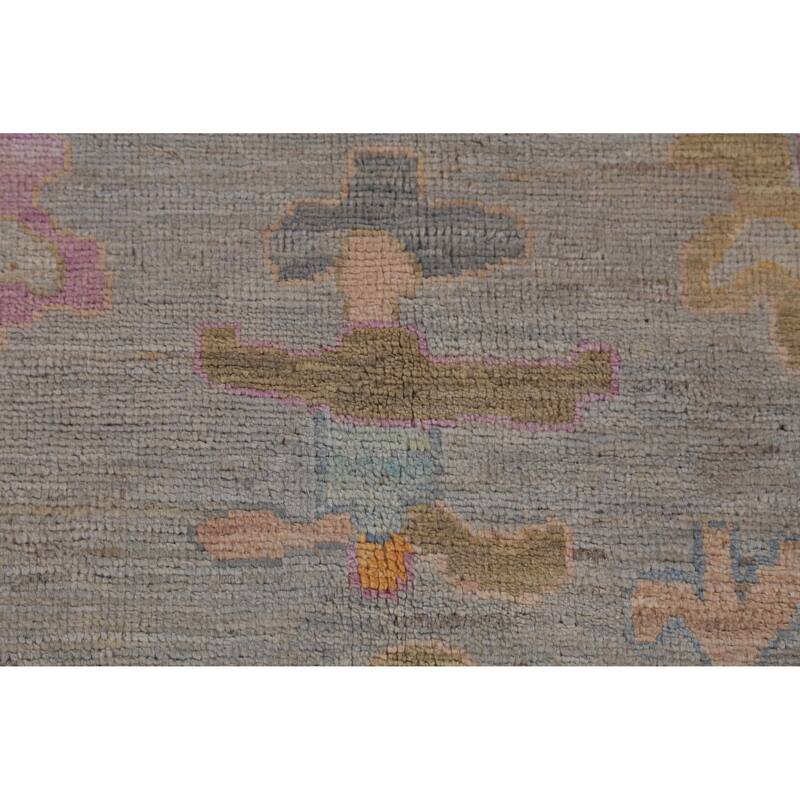 Hand Knotted Oriental 100% Wool Carpet Transitional All-Over Greys & Charcoal Oushak Area Rug - 9' 3'' X 7' 9''
