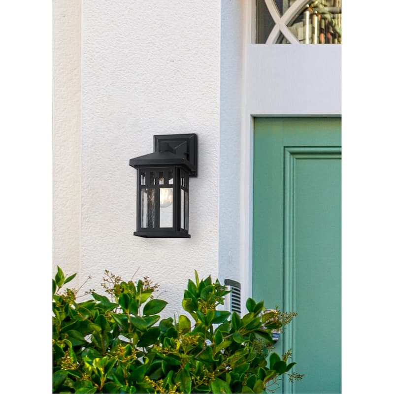 Westinghouse Lighting Burnham One Light Outdoor Wall Fixture, Textured Black Finish, Clear Seeded Glass - 1-Light