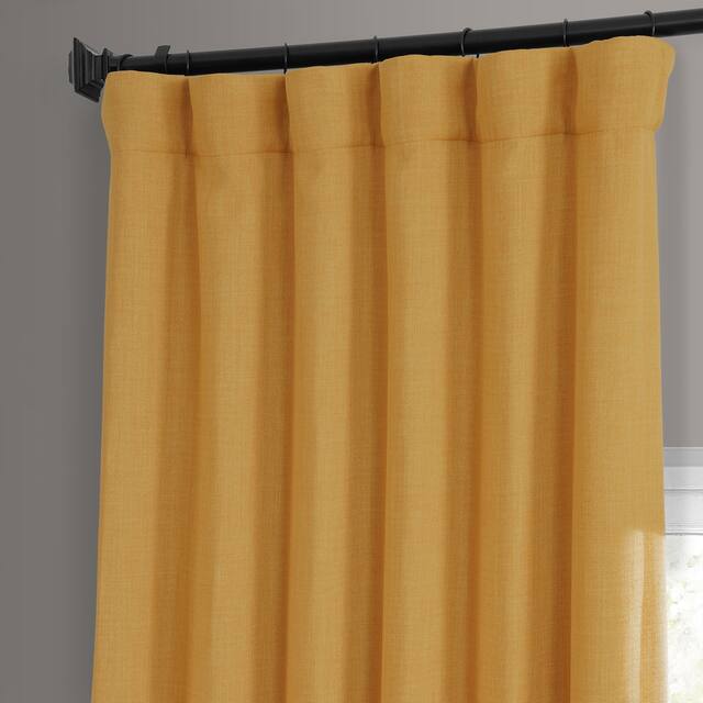 Exclusive Fabrics Faux Linen Room Darkening Curtain(1 Panel) - 50 X 108 - dandelion gold