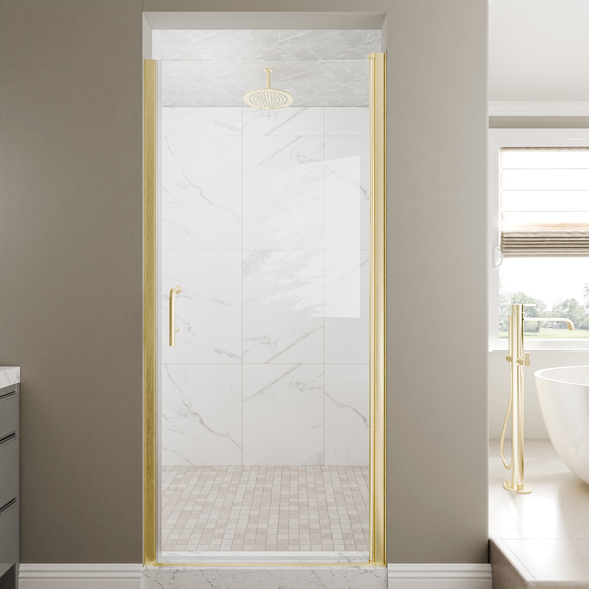 24-26 in. W x 72 in. H Semi-Frameless Pivot Shower Door