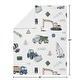 preview thumbnail 4 of 3, Construction Truck Collection Boy Baby Receiving Security Swaddle Blanket - Grey Yellow Black Blue and Green Transportation