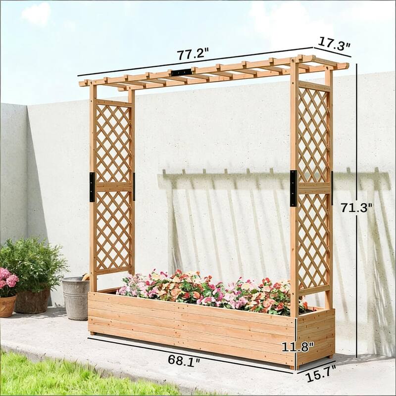 Trellis Planter Box, Wooden Rectangular Plant Racks