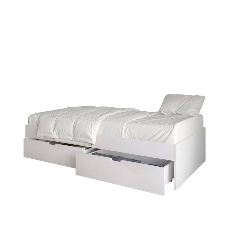 CraftPorch Wooden Twin Mates Bed with Storage