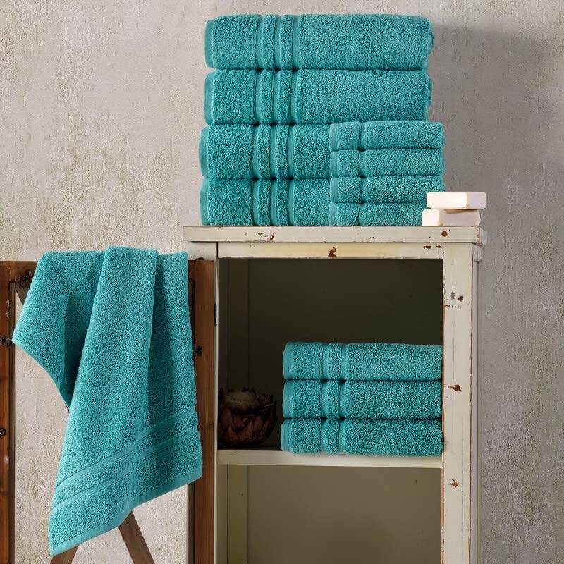Teal Turquoise Bath Towels 4 Pack Soft and Absorbent, Premium Quality ...