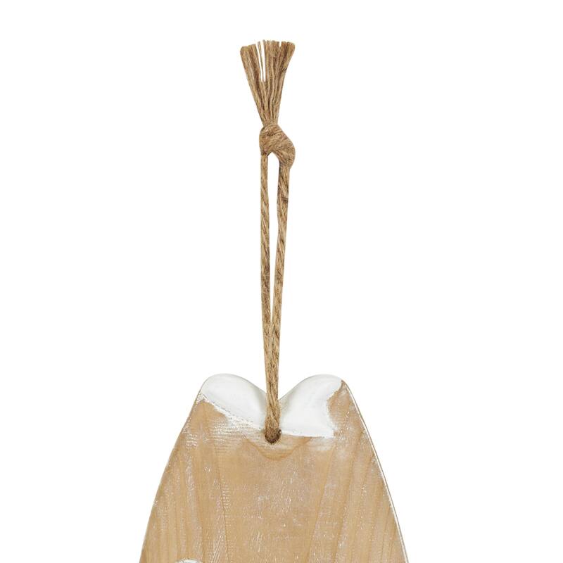 Wood Fish Home Wall Decor with White Stripes and Hanging Rope - Set of 2 Brown - Roche River Decor