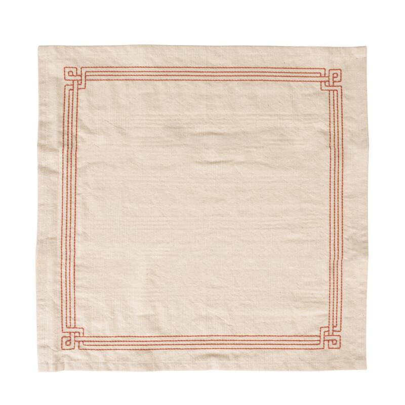4-Piece Cotton Napkin Set with Embroidery - 18.0"L x 18.0"W x 0.25"H