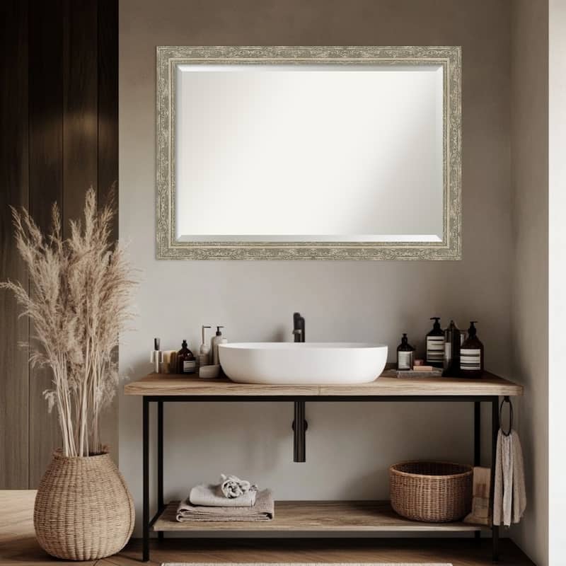 Filigree Beveled Framed Bathroom Vanity Wall Mirror