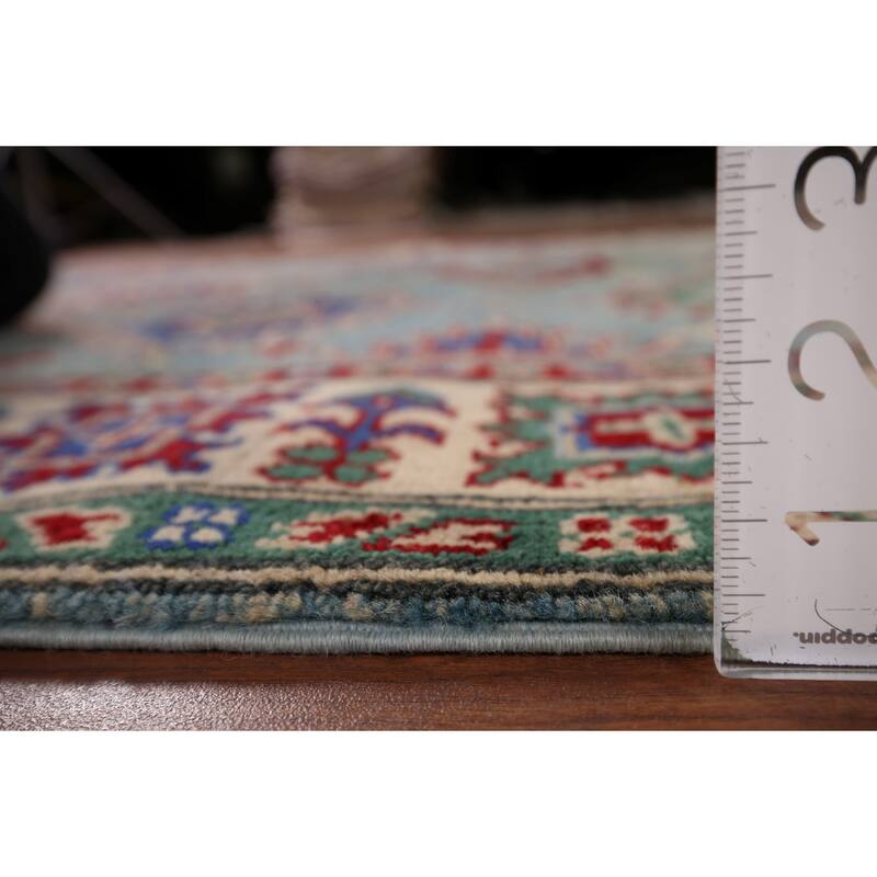 Traditional Blue Kazak Area Rug Handmade Wool Carpet - 5'1" x 6'10"
