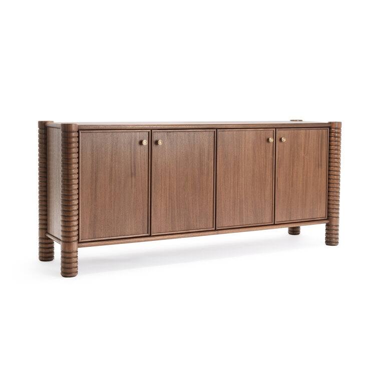 Studio London Ellis Walnut Acacia Sideboard with Ribbed Solid Wood Legs